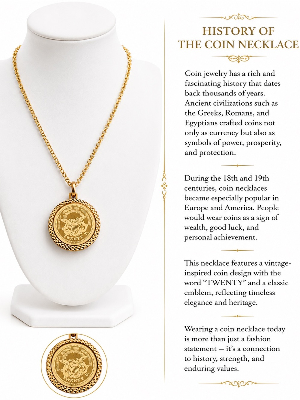 Gold Coin Pendant Necklace - Timeless Women's Gold Jewelry